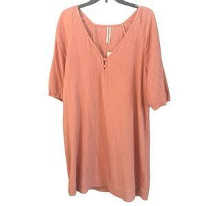 Anthropologie Taylor Puff Sleeved Tunic Dress Terra Cotta Large NWT